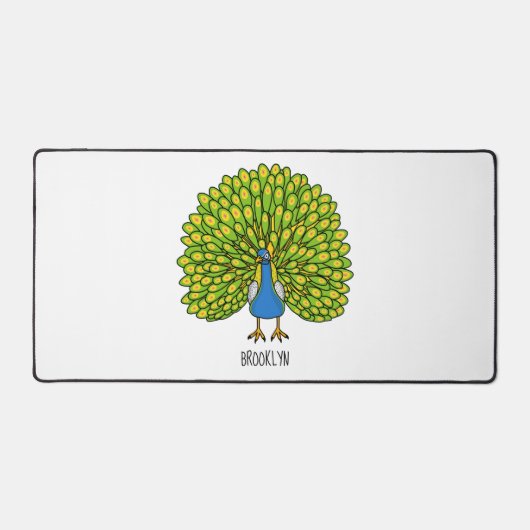 Fun heldere pauw vogelillustratie bureaumat (Voorkant)
