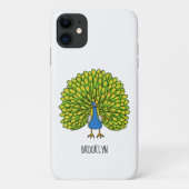 Fun heldere pauw vogelillustratie Case-Mate iPhone case (Achterkant)