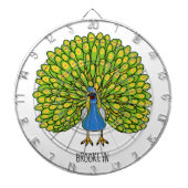 Fun heldere pauw vogelillustratie dartbord (Voorkant)