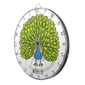 Fun heldere pauw vogelillustratie dartbord (Voorkant Rechts)