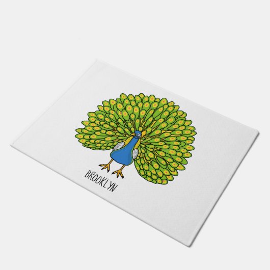 Fun heldere pauw vogelillustratie deurmat (Schuin)