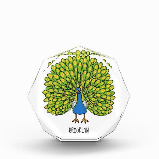 Fun heldere pauw vogelillustratie fotoblokken (Voorkant)