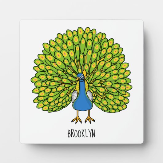 Fun heldere pauw vogelillustratie fotoplaat (Voorkant)