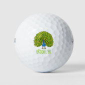 Fun heldere pauw vogelillustratie golfballen (Voorkant)