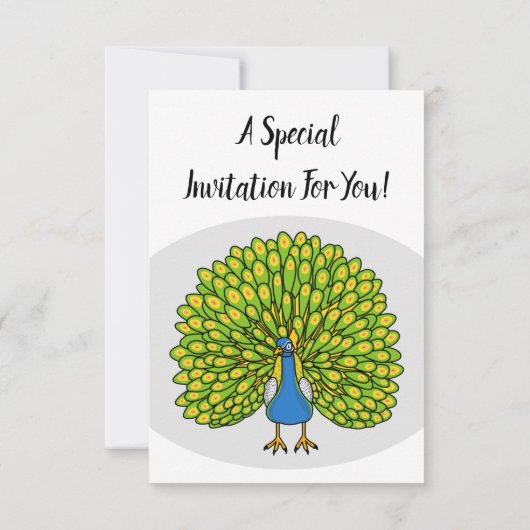 Fun heldere pauw vogelillustratie kaart (Achterkant)