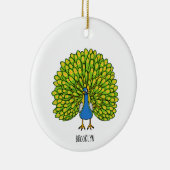Fun heldere pauw vogelillustratie keramisch ornament (Rechts)