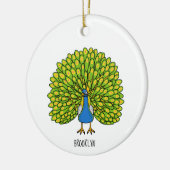 Fun heldere pauw vogelillustratie keramisch ornament (Links)