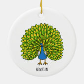 Fun heldere pauw vogelillustratie keramisch ornament (Achterkant)