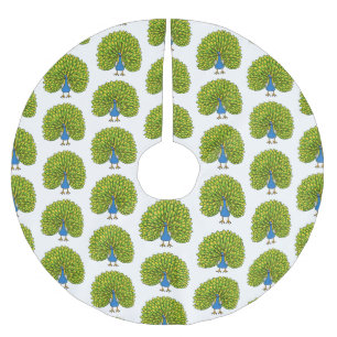 Fun heldere pauw vogelillustratie kerstboom rok