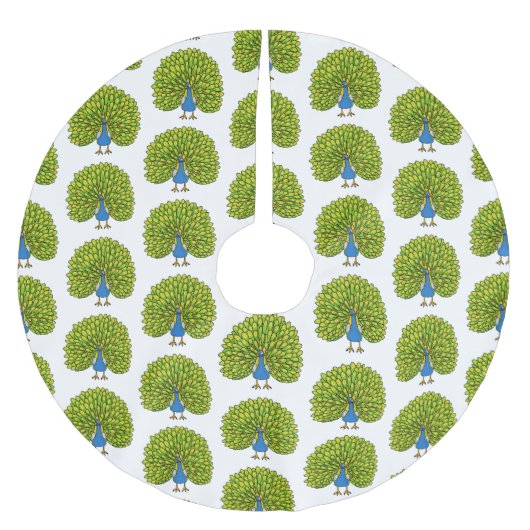 Fun heldere pauw vogelillustratie kerstboom rok (Voorkant)