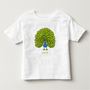 Fun heldere pauw vogelillustratie kinder shirts