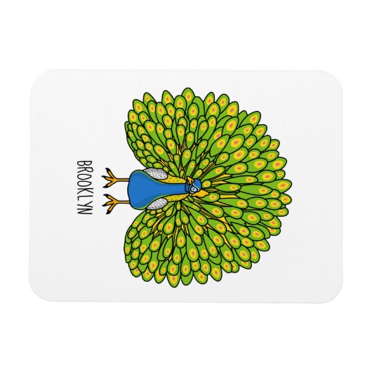 Fun heldere pauw vogelillustratie magneet (Horizontaal)