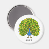 Fun heldere pauw vogelillustratie magneet (Voorkant / Achterkant)