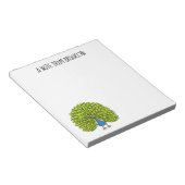 Fun heldere pauw vogelillustratie notitieblok (Schuin)