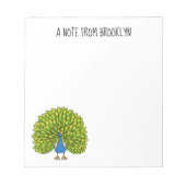 Fun heldere pauw vogelillustratie notitieblok (Voorkant)