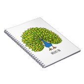 Fun heldere pauw vogelillustratie notitieboek (Rechterzijde)