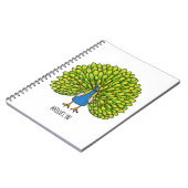 Fun heldere pauw vogelillustratie notitieboek (Linkerzijde)