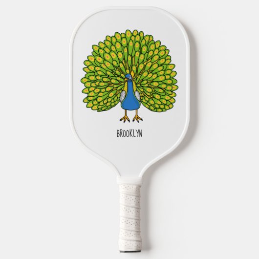 Fun heldere pauw vogelillustratie pickleball paddle (Voorkant)