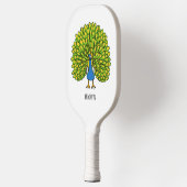 Fun heldere pauw vogelillustratie pickleball paddle (Links)