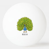 Fun heldere pauw vogelillustratie pingpongbal (Voorkant)