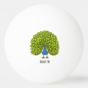 Fun heldere pauw vogelillustratie pingpongbal