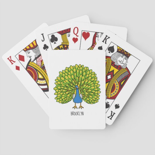 Fun heldere pauw vogelillustratie pokerkaarten (Achterkant)