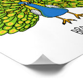 Fun heldere pauw vogelillustratie poster (Hoek)