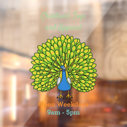 Fun heldere pauw vogelillustratie raamsticker (Vel 2)