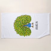 Fun heldere pauw vogelillustratie strandlaken (Voorkant)