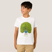 Fun heldere pauw vogelillustratie t-shirt (Voorkant volledig)