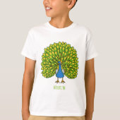 Fun heldere pauw vogelillustratie t-shirt (Voorkant)