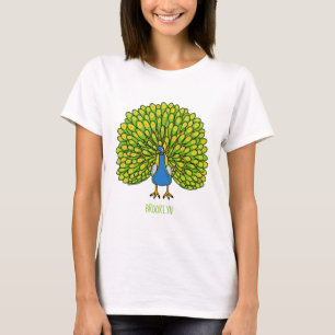 Fun heldere pauw vogelillustratie t-shirt