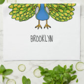 Fun heldere pauw vogelillustratie theedoek (Gevouwen)