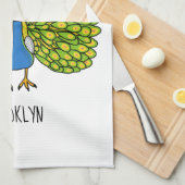 Fun heldere pauw vogelillustratie theedoek (Quarter Fold)