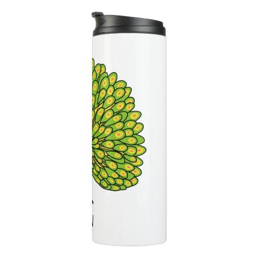 Fun heldere pauw vogelillustratie thermosbeker (Geroteerd rechts)