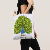 Fun heldere pauw vogelillustratie tote bag (Dichtbij)