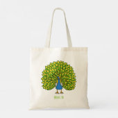 Fun heldere pauw vogelillustratie tote bag (Achterkant)