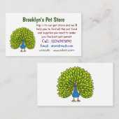 Fun heldere pauw vogelillustratie visitekaartje (Voorkant / Achterkant)