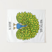 Fun heldere pauw vogelillustratie wandkleed (Voorkant (horizontaal))