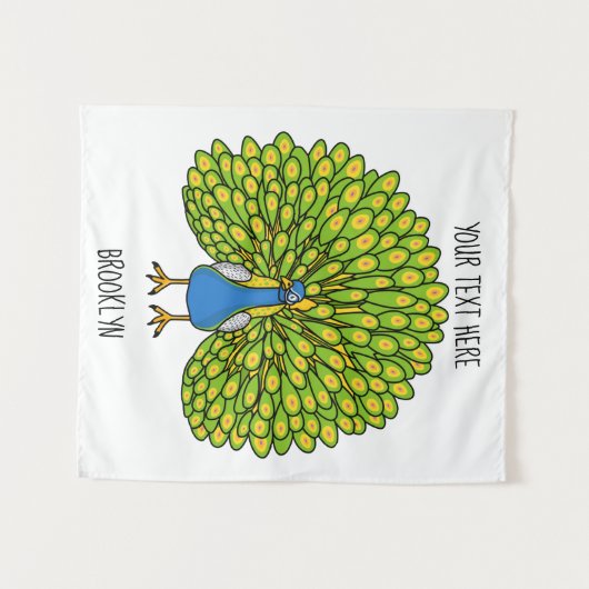 Fun heldere pauw vogelillustratie wandkleed (Voorkant (horizontaal))