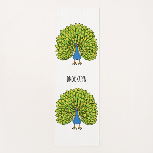 Fun heldere pauw vogelillustratie yogamat (Voorkant)