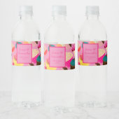 Fun, heldere roze cupcake - waterfles etiket (Flessen)