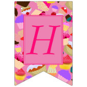 Fun, heldere roze koekje Happy Birthday Vlaggetjes (Tweede vlag)