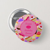 Fun, heldere roze koekjes elke dag van de dag ronde button 5,7 cm (Voorkant /achterkant)