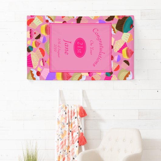 Fun, heldere roze koekjes elke dag van de dag spandoek (Insitu)