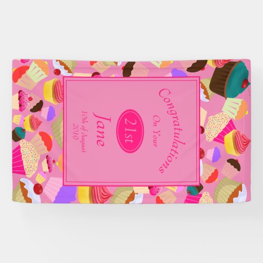 Fun, heldere roze koekjes elke dag van de dag spandoek (Horizontaal)