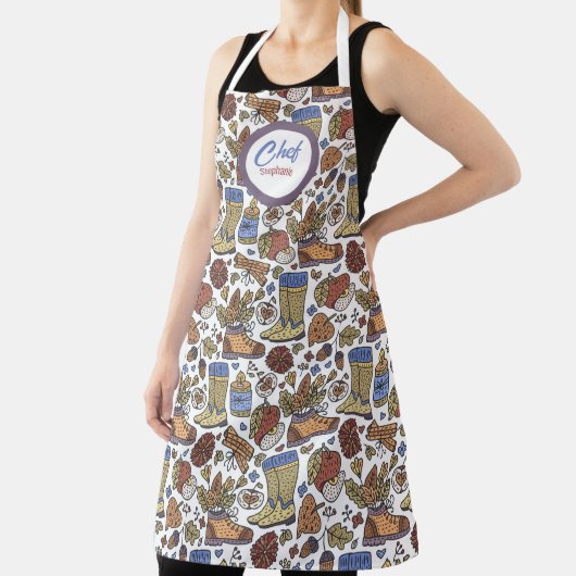 Fun Herfst Boots Pattern, Personalized Chefs Schor Schort (Insitu)
