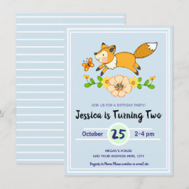 Fun Herfst Fox Birthday Party Kaart