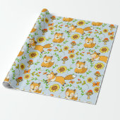 Fun Herfst Fox Gift Wrapping Paper Cadeaupapier (Uitgerold)