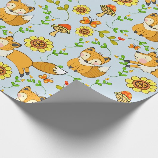 Fun Herfst Fox Gift Wrapping Paper Cadeaupapier (Hoek)